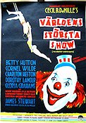 The Greatest Show on Earth 1952 movie poster Charlton Heston Betty Hutton Cornel Wilde James Stewart Cecil B DeMille Circus