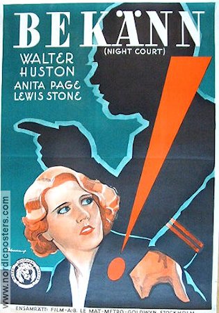 Night Court poster 1933 Walter Huston original