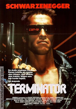 Terminator poster 1984 Arnold Schwarzenegger director James Cameron ...